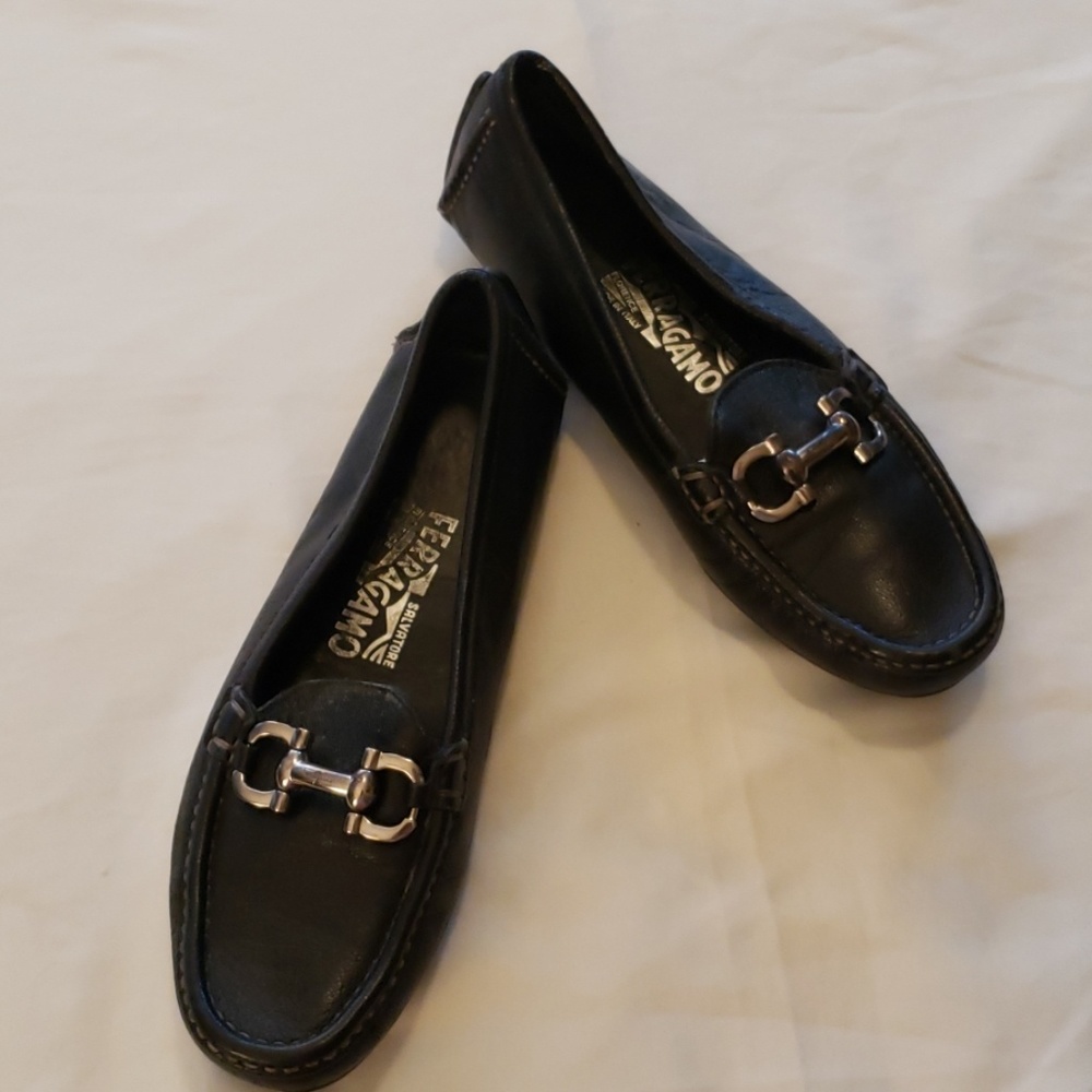 Salvatore Ferragamo Black Leather Loafers